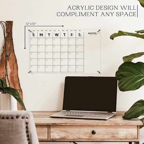 Miniatura 2 de Calendario de pared acrílico de borrado en seco de alta calidad, calendario transparente grande para planificador familiar, organizador borrable