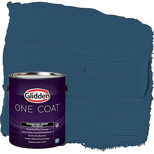 Glidden Exterior Paint + Primer: Blue/Blue Lava, One Coat, Satin, 1-Gallon