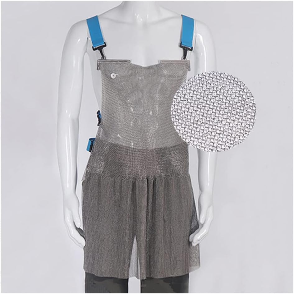 LCYDMJ Cut-Resistant Apron, Labor Protection Anti-Cut Metal Apron, Safety Protection Apron for Abattoirs, 5 Sizes (Color : Silver, Size : 55x76cm)