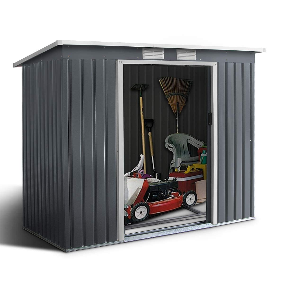 Outsunny Casetta Da Giardino In Alluminio E PP - Capanno Attrezzi Con Finestra E Serratura 151x92x193 Cm - Foto 2