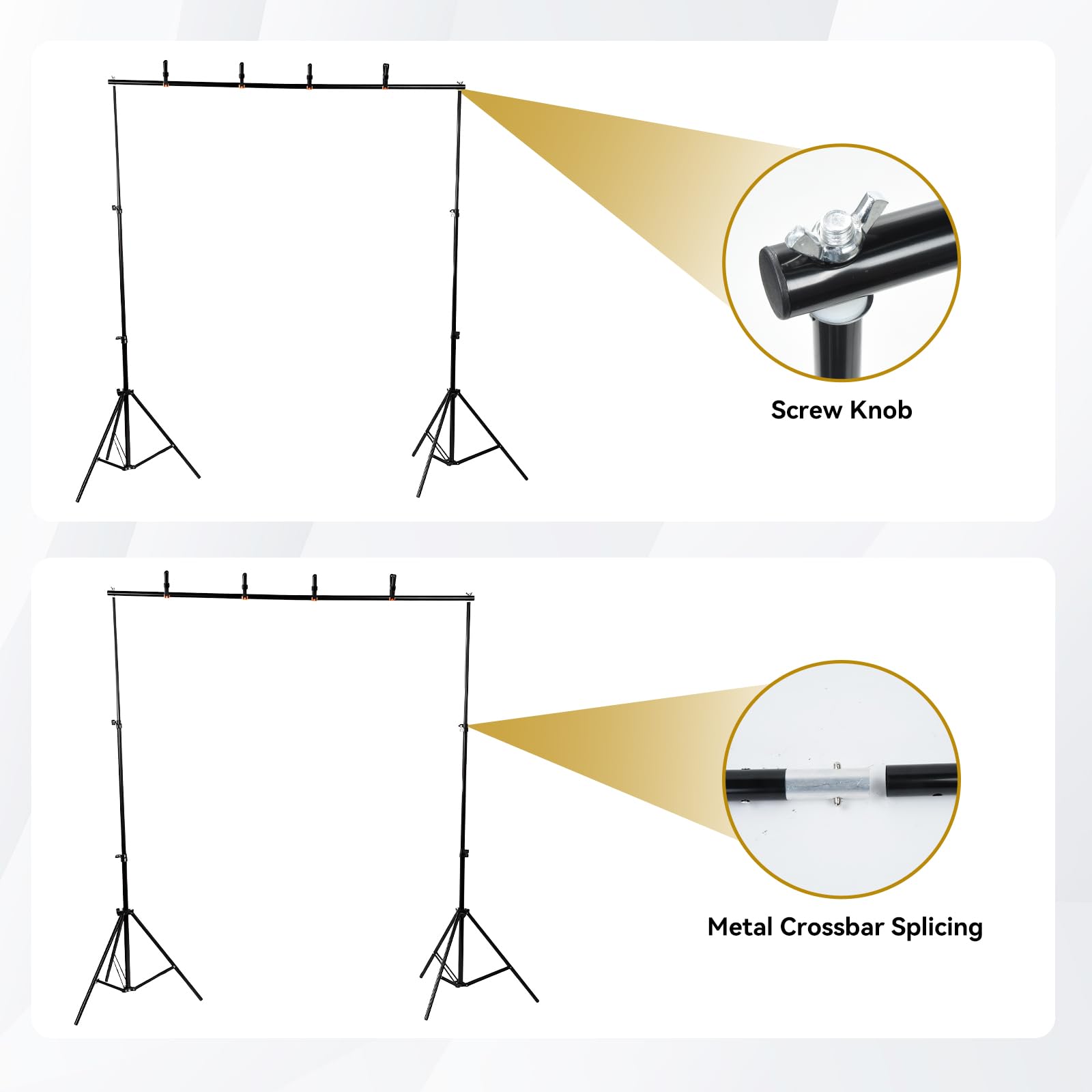 UTEBIT - Soporte para telón de fondo (200 x 150 cm, soporte de fondo, trípode ajustable con 4 pinzas de resorte de transporte para estudio de vídeo, fiesta, fotografía, retrato, boda