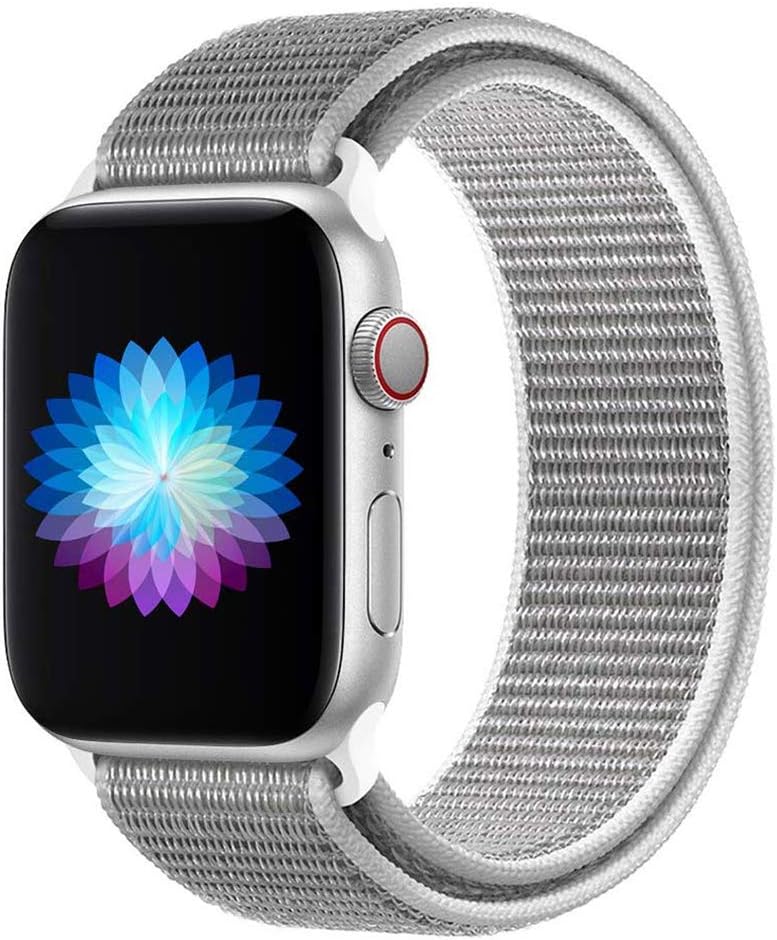 Replacement Band for Apple Watch 38mm 42mm 40mm 44mm Soft Nylon Strap for Women Men Compatible with iWatch Series 5 4 3 2 1 (Seashell, 38/40mm)