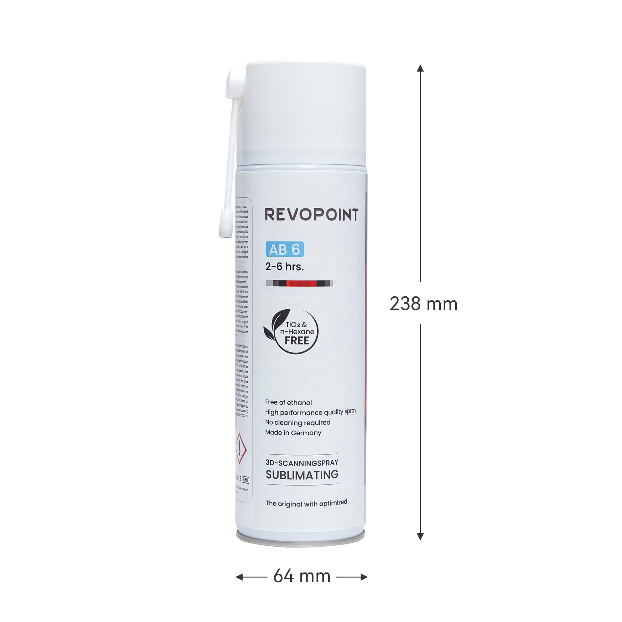 Revopoint Spray di Scansione 3D per Scanner 3D, per Superfici Riflettenti, Trasparenti, Nere o Altamente Strutturate, Senza Bisogno di Pulizia, Sublimazione, 500 ml, AB-6