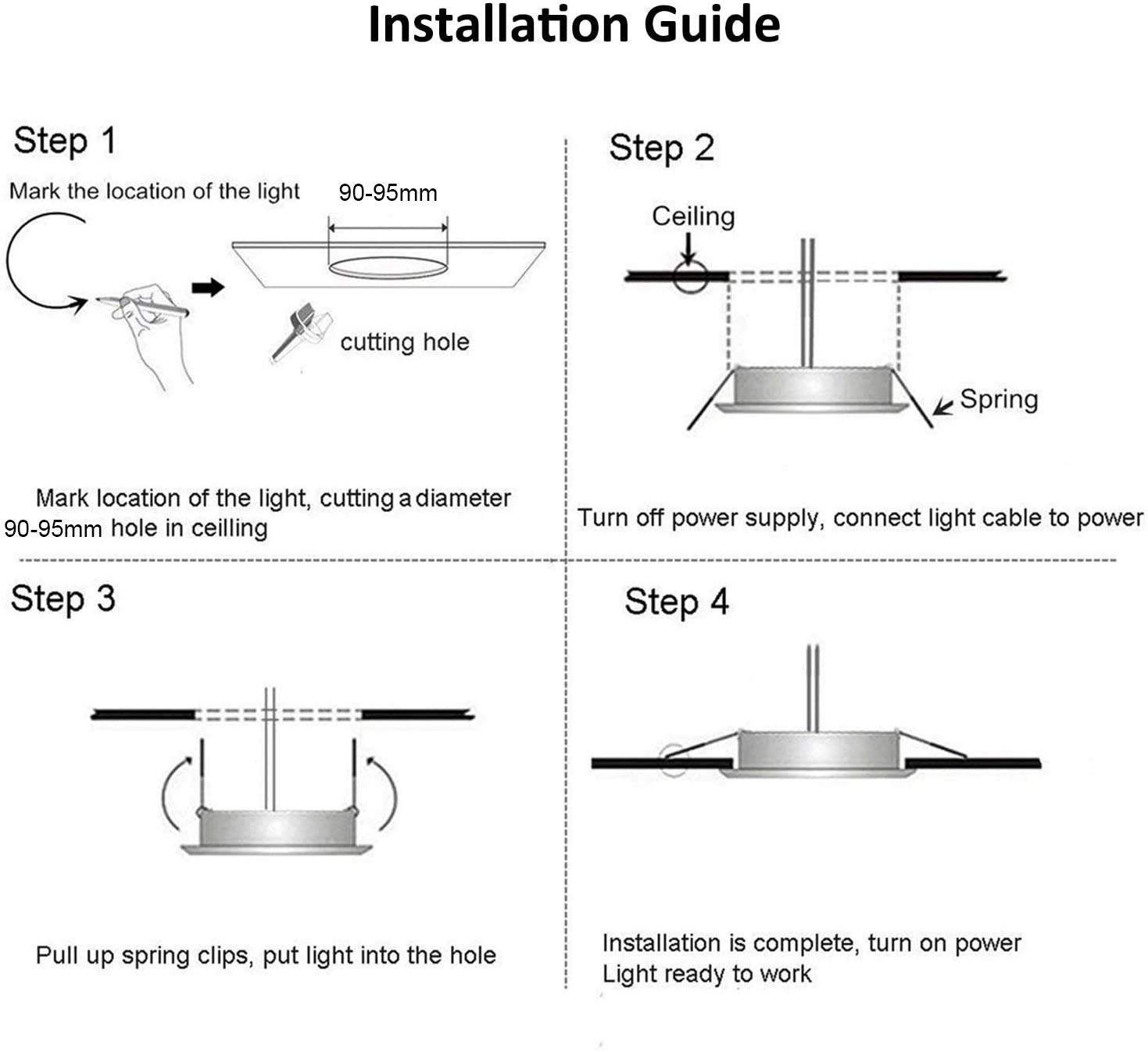Foco Empotrable LED de 6W, Luz de Techo LED Impermeable Blanca Cálida 3000K IP44, Foco de Techo Empotrable AC 220-240V, No Regulable Luz de Techo Redonda Para Baño, Cocina, Paquet de 6