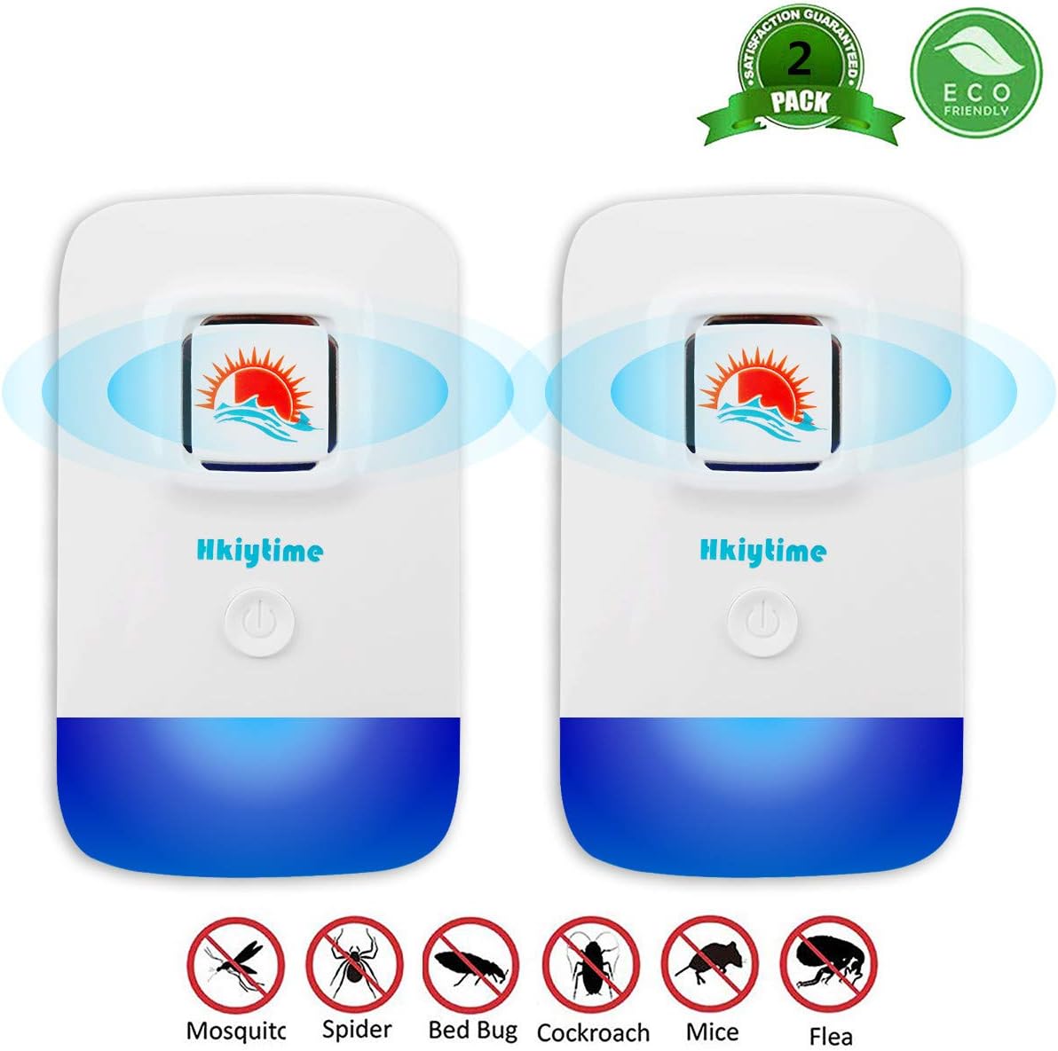 Hkiytime Ultrasonic Pest Repeller, Mice Repellent & Rat Deterrent, for Mouse, Plug in Insect Repeller,2 Pack Ultrasonic Pest Control Repellent against Mosquito, Cockroach, Mice, Rodents, Spiders,