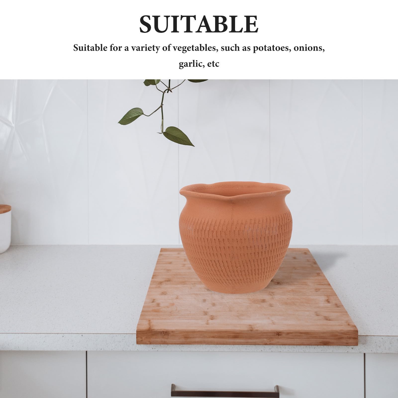 Belüfteter Aufbewahrungsbehälter aus Ton für Zwiebeln und Knoblauch mit Platzsparendem Design für Küche und Rustikalen Landhausstil der Arbeitsplatte