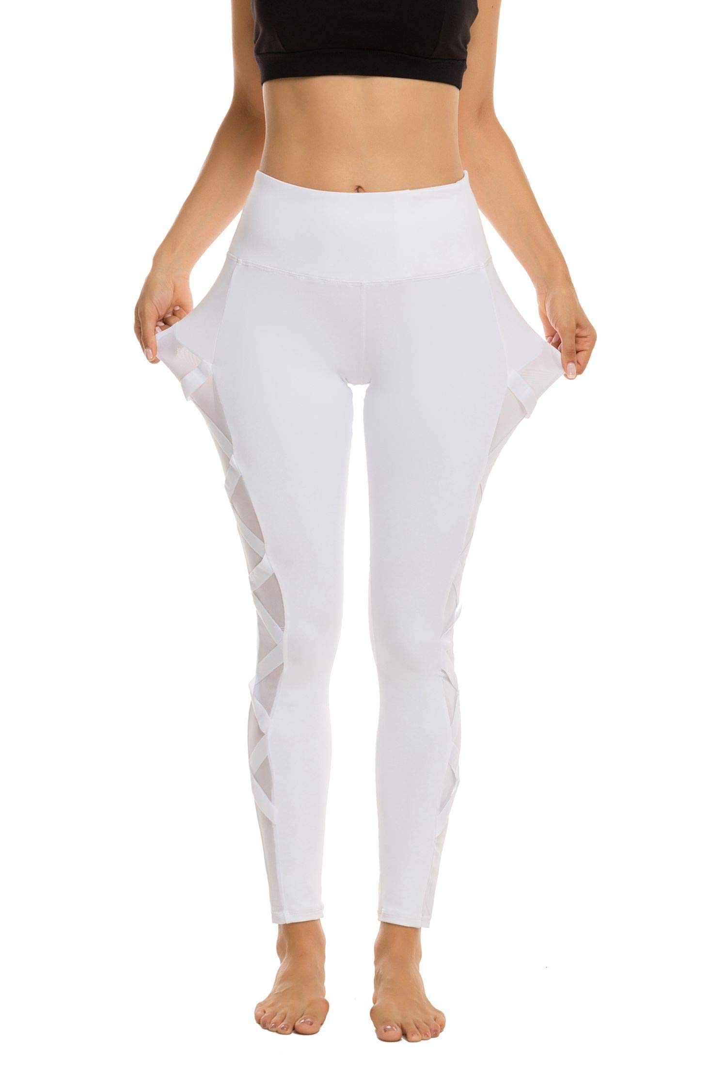 romansong Legging de yoga en maille pour femme avec poche, non transparent, taille haute, contrôle du ventre, extensible dans les 4 sens