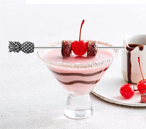 Miniatura 7 de Juego de 9 palillos de cóctel de Martini reutilizables de aceituna para adornar brochetas de frutas (plata antigua)