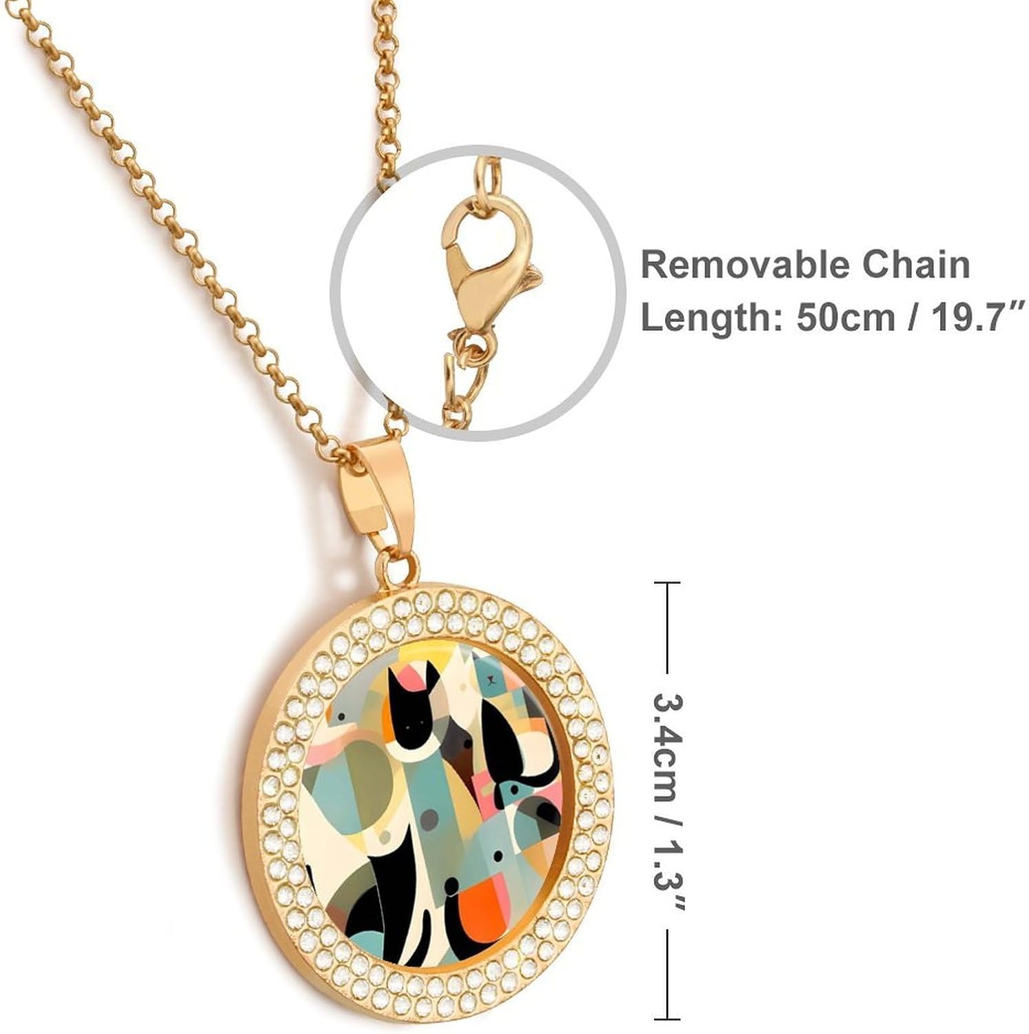 Cats Necklaces for Women Circle Vintage Diamond Pendant Necklace Women's Jewelry with Adjustable Stackable Dainty Trendy Jewelry image 2