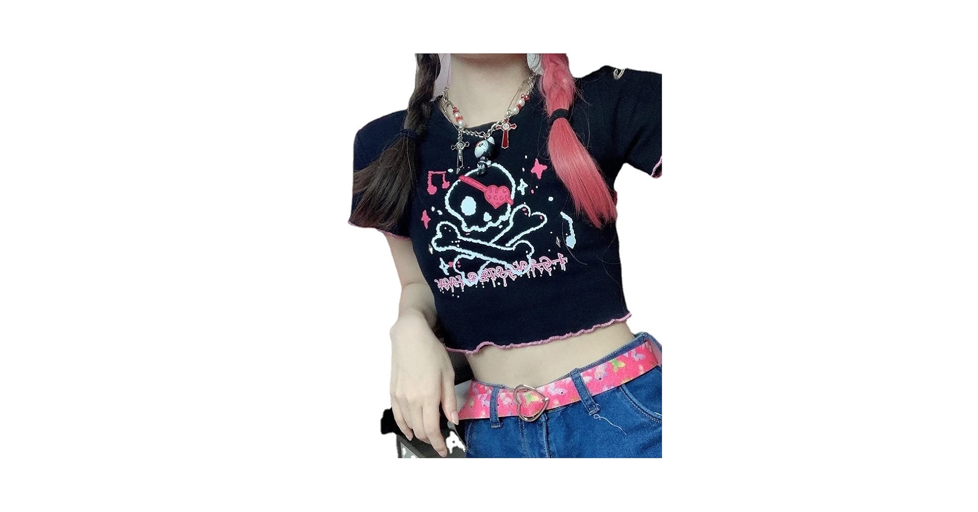 Women Japanese Harajuku Y2k Skull Print Tops Gothic Grunge