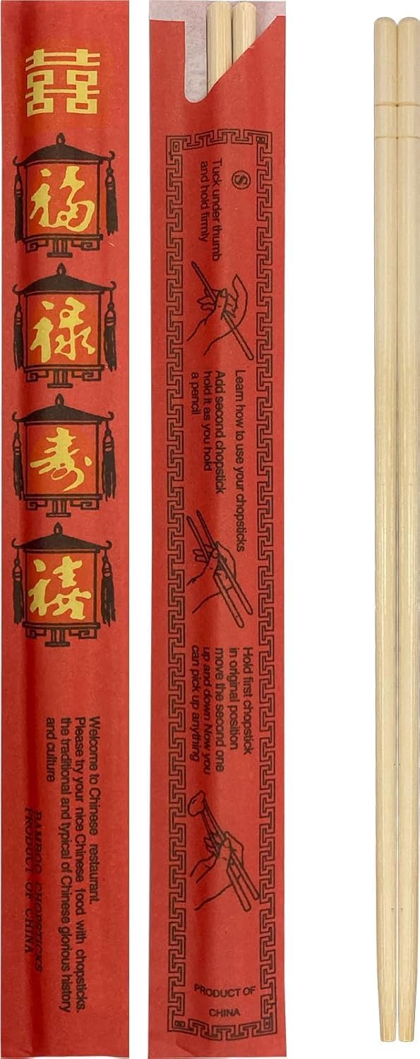 52USA Disposable Chopsticks 2000 Pairs – Individually Wrapped, Natural Bamboo Chopsticks for Restaurants, Takeout, Catering, Parties – Bulk Pack of 2000 Sets