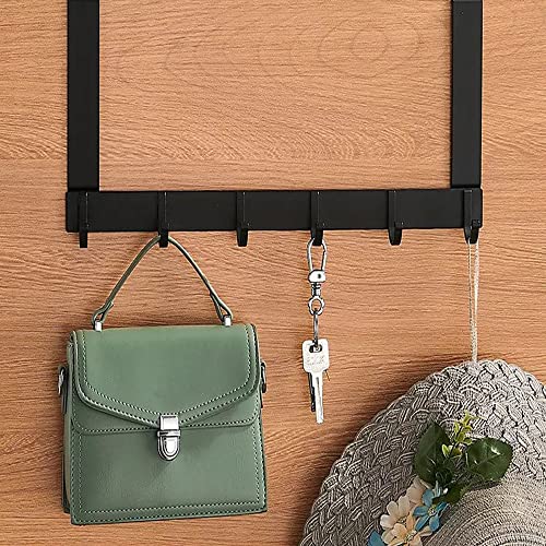 SystemsEleven Over Door Hooks Coat Hangers Over The Door Hooks Heavy Duty Door Hanger for Coats Robes Hats Clothes Towels Hanging Towel Rack Organizer (Black - Image 2