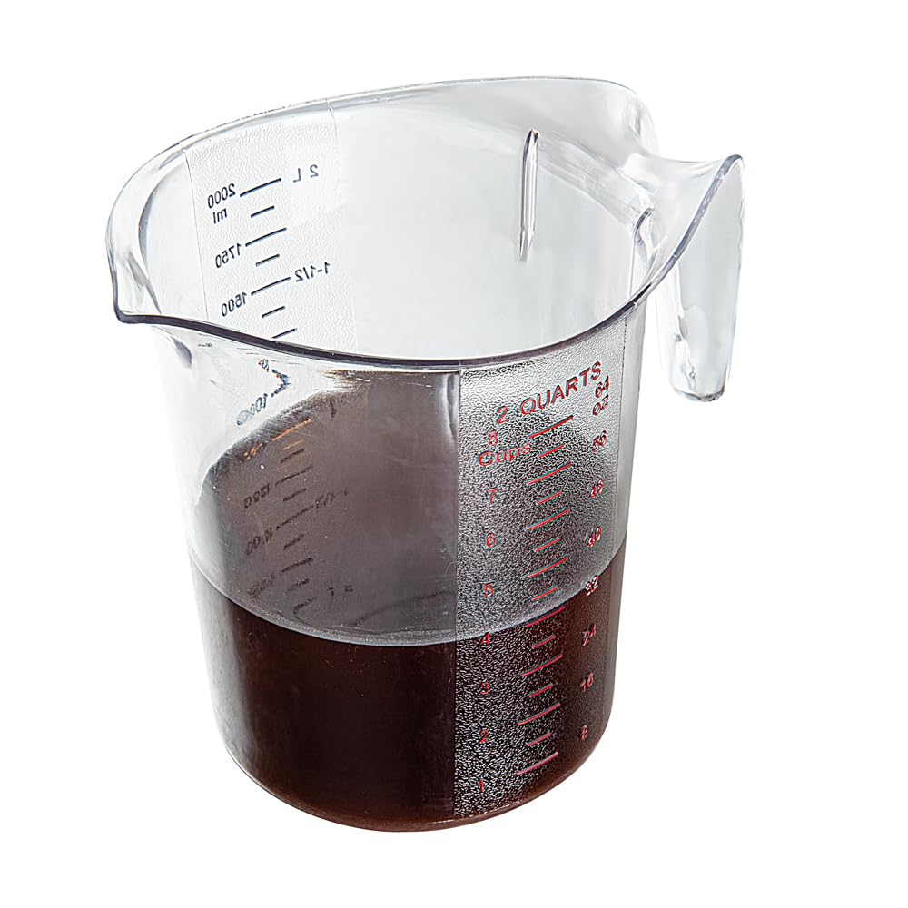 RW Base - Tarros medidores de 2 cuartos de galón, 10 vasos de medición duraderos, unidades métricas e imperiales, boquilla en forma de V, tazas medidoras de plástico transparente, mango con agarre