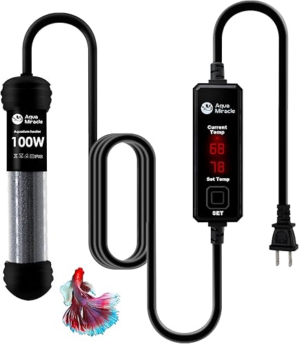 AquaMiracle Calentador de acuario pequeño de 100 W, calentador de tanque de peces, calentador de tortuga, súper mini calentador de acuario,
