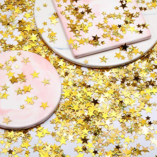 Image of 60 g Star Confetti Glitter Star Table Confetti Metallic Foil Stars for Party Wedding Festival Decorations(Glitter Gold Set, 10mm and 6mm)