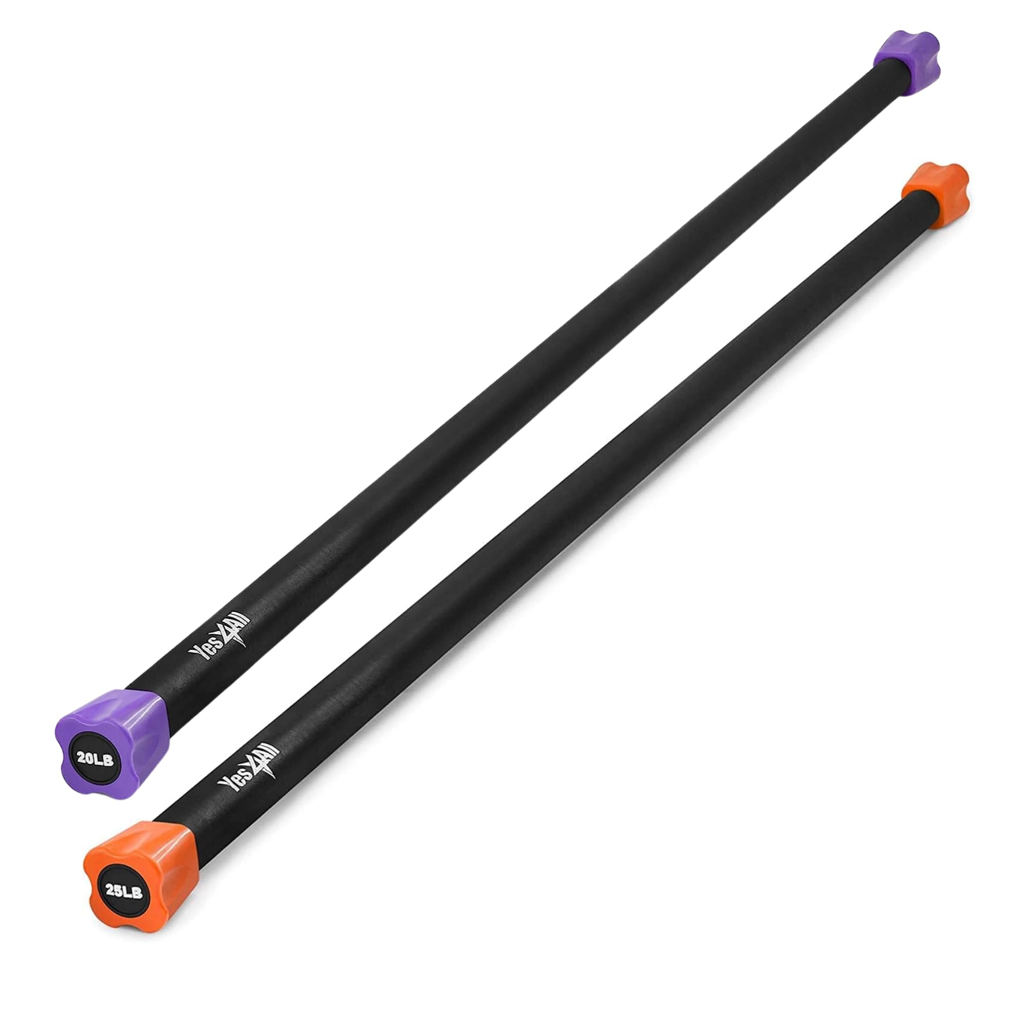 Yes4All Workout Weight Bar, Exercise Bar, 24.9 lbs (11.3 kg) & 19.8 lbs (9.1 kg) Set