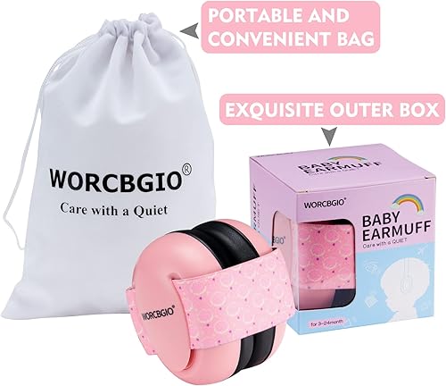 Miniatura 2 de WORCBGIO Auriculares de protección de oídos para bebés con diadema elástica ajustable y cómodas orejeras blancas para bebés que ayudan a dormir bien