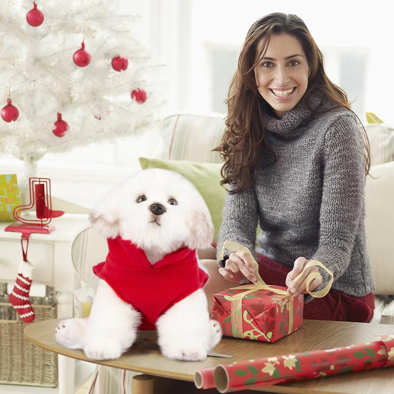 Hundemantel Mit Geschirr für Kleine Hunde - Hundepullover, Chihuahua Kleidung, Wintermantel für Innen und Außeneinsatz (Rot, L)