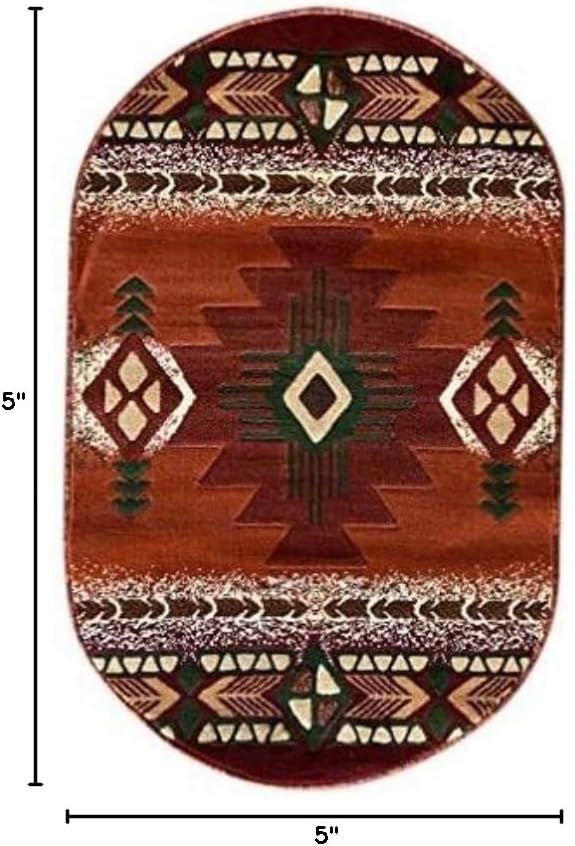 champion rugs Southwestern Navajo Aztec Native American Geometric Rust Orange Area Rug (3’ X 5’ Oval)