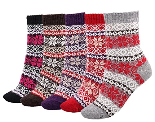Lian LifeStyle Women's 5 Pair Pack Fashion Plaid-Maple Leaf Angora Socks One Size 7-9 Lian LifeStyle Women's 5 Pair Pack Fashion Plaid-Maple Leaf Angora Socks One Size 7-9