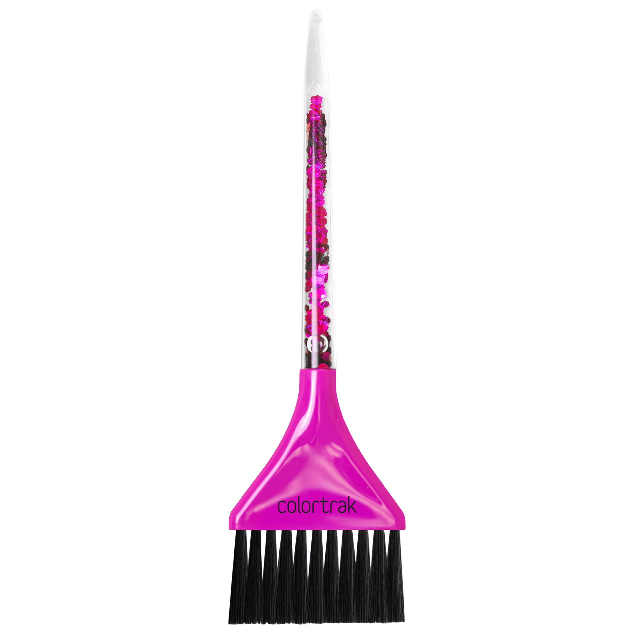 Betty Dain Colortrak Liquid Glitter Brush, Feather Bristle Hair Color Brush with Sparkle Handle for Coloring, Highlighting and Blending, Pink/Purple