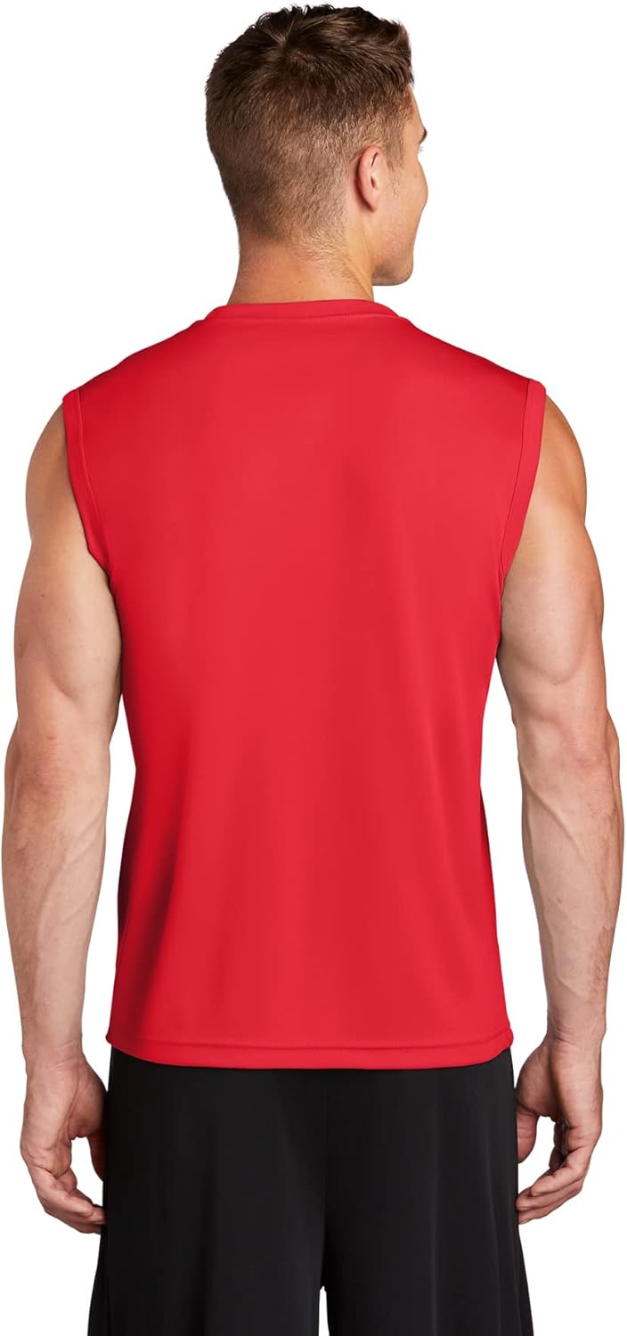 Mens Sleeveless Moisture Wicking Muscle T-Shirts. XS-4XL Small True Red