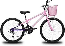 Bike Aro 24 Infantil com Quadro em Aço Marca KOG 18 Velocidades 3x6 Marchas Tipo Feminina Freios V-Brake e Garfo Rígido