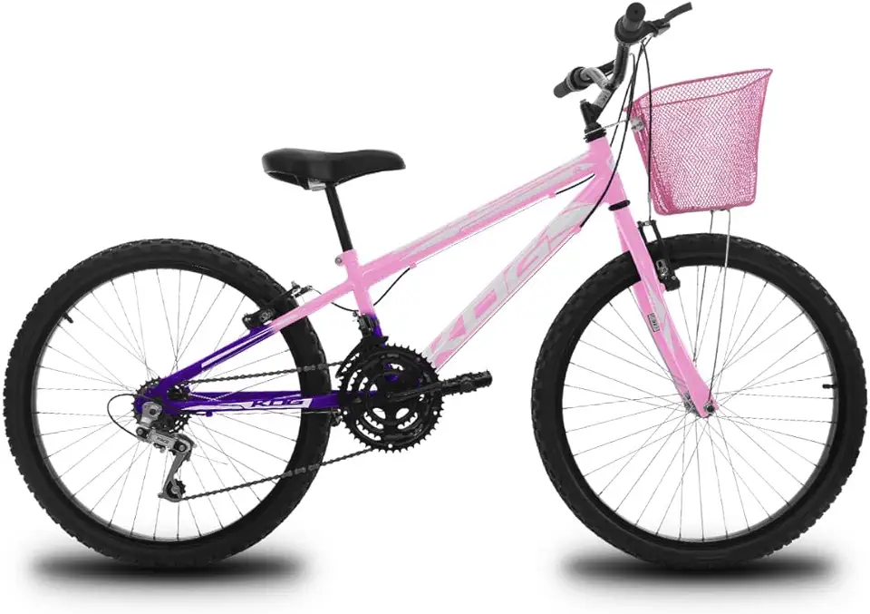 Bicicleta/Bike Infantil Criança Aro 24 KOG Original Bikes 18 Velocidades/Marchas Cestinha Removível Freios Seguros V-Brakes