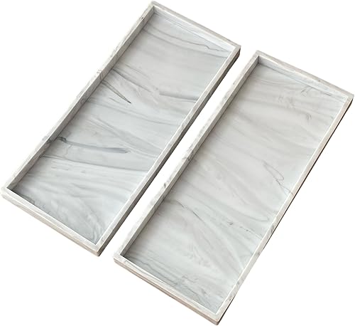 Bandejas de tocador de baño, paquete de 2 organizadores de encimera de baño y bandejas para fregadero de cocina, hechas de silicona impermeable,