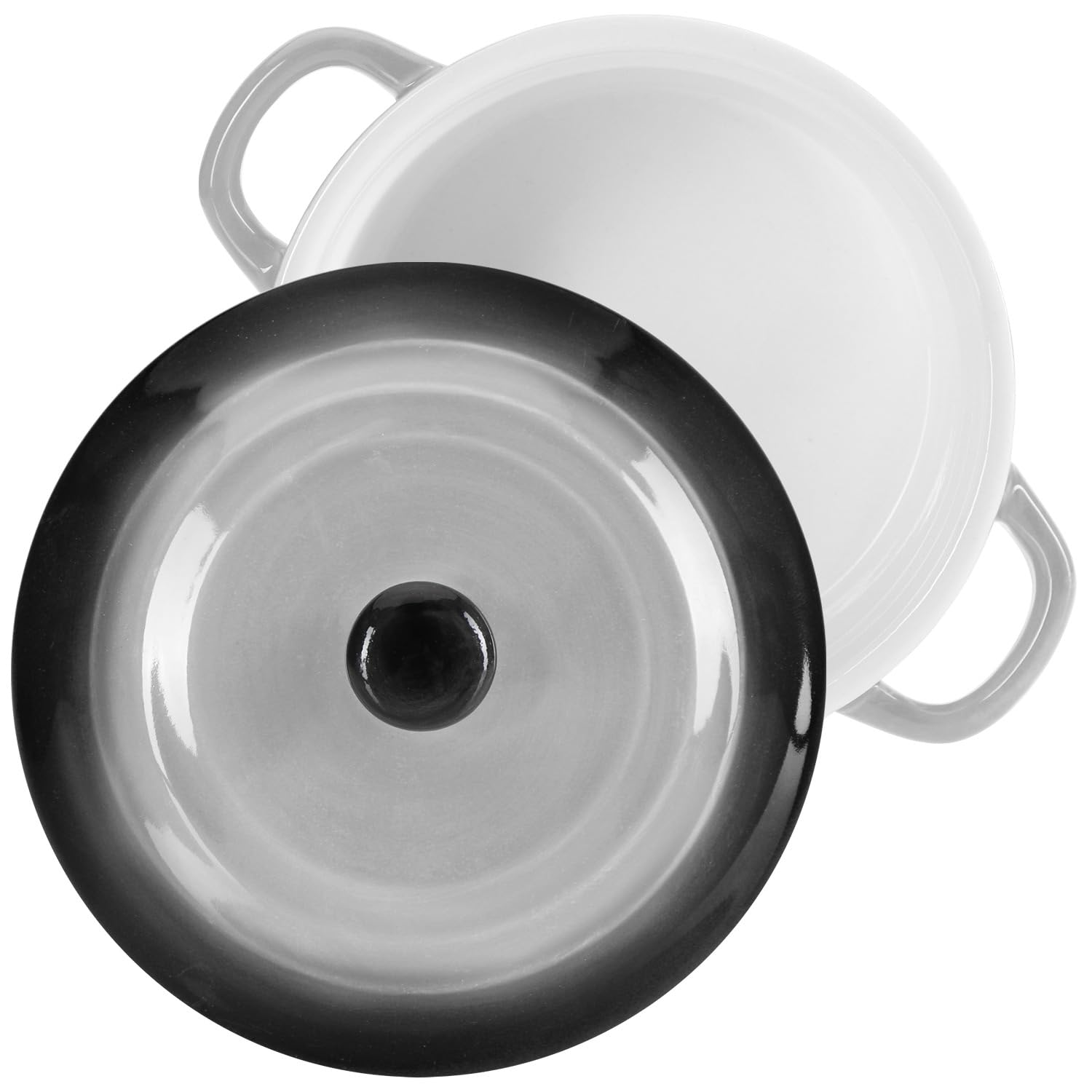 COM-FOUR® 4x cocotte avec couvercle en céramique - bol à dessert pour crème brûlée - mini cocotte pour aileron de ragoût et viande assaisonnée - gris, env. 250/175 ml par plat