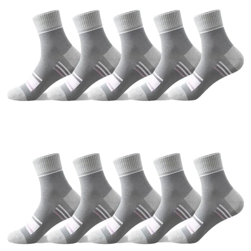 Dninmim 10 paia di calzini da uomo in cotone tinta unita casual a righe traspiranti calzini sportivi calzini da lavoro