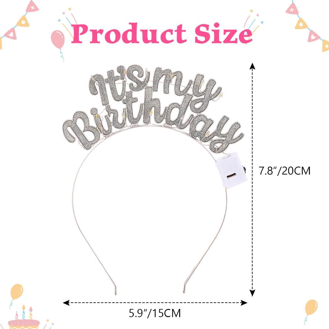 DRESBE Light Up Birthday Headband LED Its My Birthday Headbands Glow Party Hair Accessories for Women