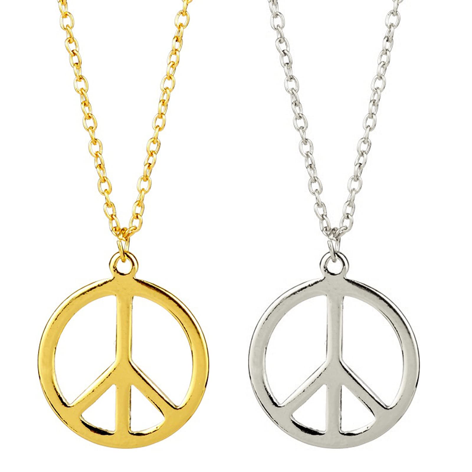 Hippie Style Peace Sign Necklace Metal Love Peace Sign Pendant Necklace Vintage Retro Party Dressing Accessories Adjustable Collar Jewelry for Women Men