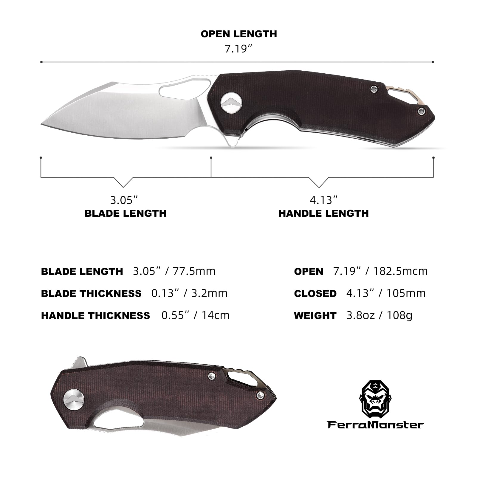 Taschenmesser für Männer, 154CM Stahl, EDC Einhandmesser Jagdmesser Camping-Klappmesser mit für Outdoor, Überleben, Jagd und Camping (Rot)