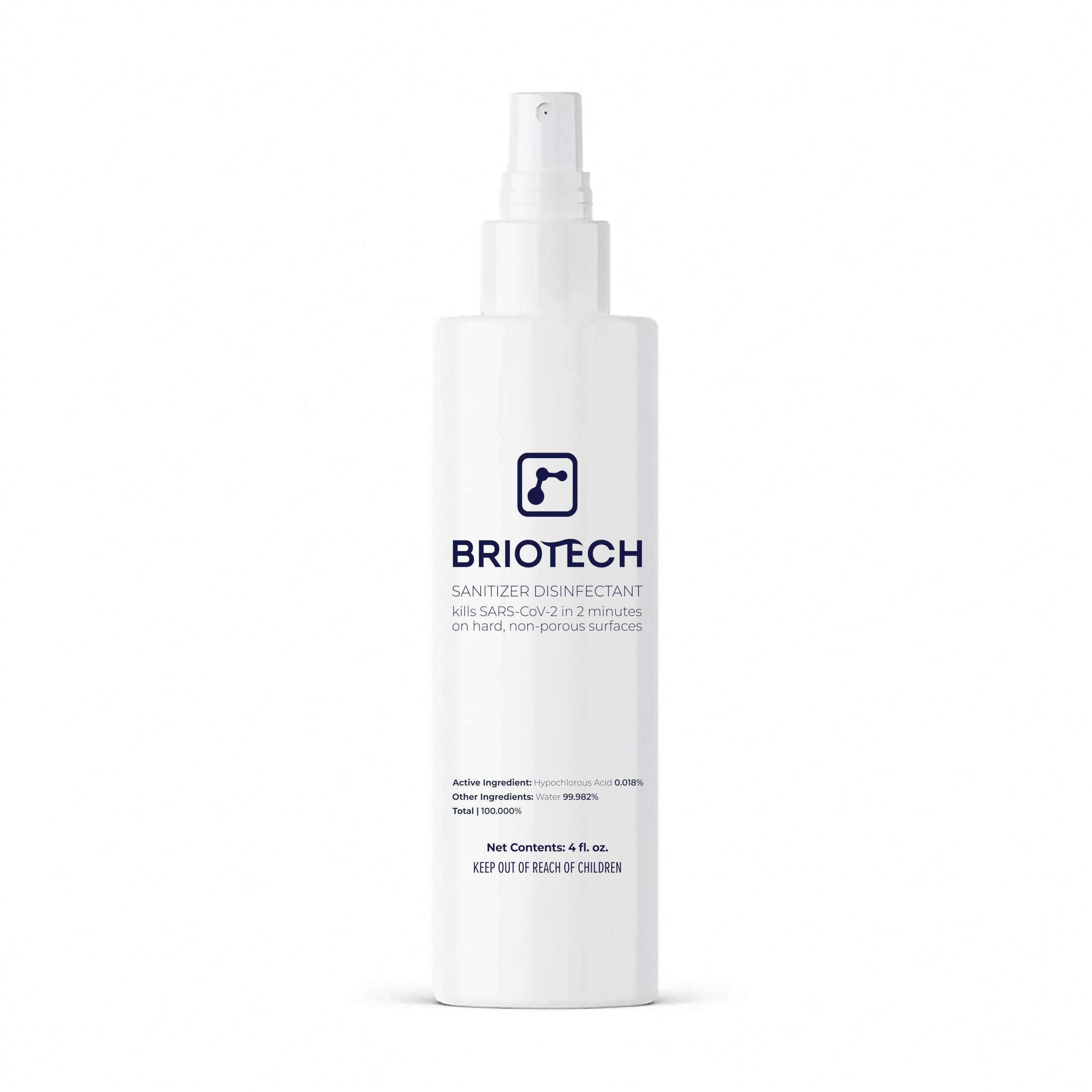 BRIOTECH Sanitizer Disinfectant Hypochlorous Spray, Nursery, 4 fl oz | Kill 99.99% of viruses, bacteria, control mold, eliminate odor, gentle for nurseries, play rooms, surface cleaning use 4 Fl Oz (Pack of 1) 4 Fl Oz (Pack of 1)