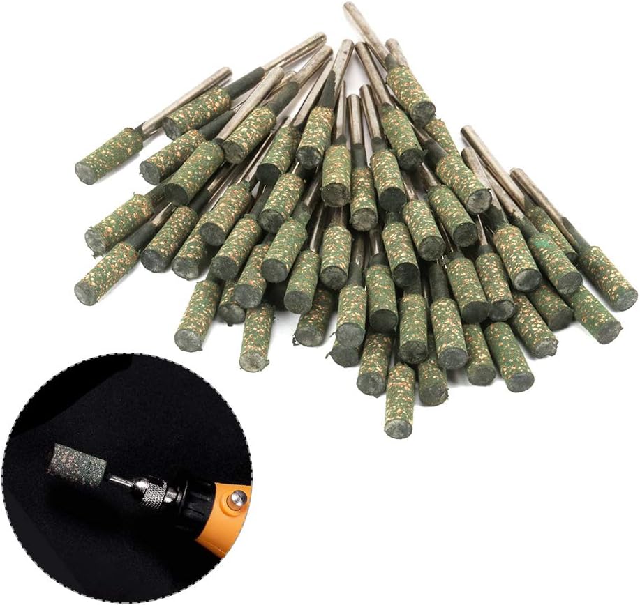 100Pcs 1/8" Shank Grinding Heads Abrasive Cylindrical-shaped Rubber Grinding Heads Rotary Tools Deburring Polishing - Head: 12mm