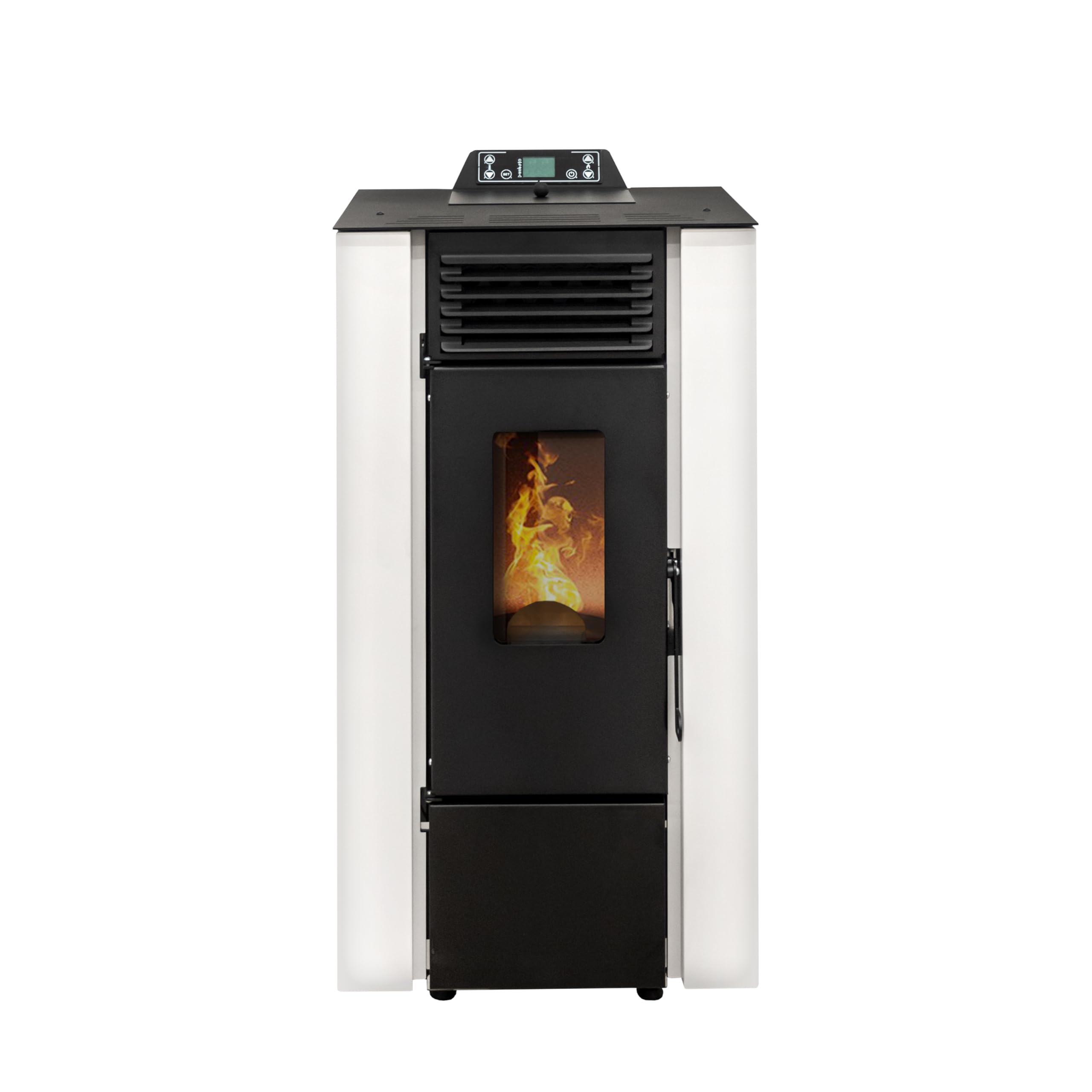 STUFE A PELLET ITALIA Qubo 9 KW WiFi - Stufa ad Aria Ventilata Efficienza 91% Scalda 80m² Autonomia 21H Programmabile Design Compatto 5 Velocità e Potenze Garanzia 24 Mesi Bianco