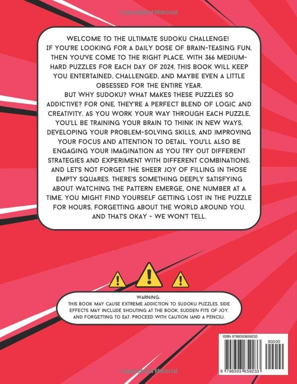 Vista 2 de 2024 Sudoku Puzzle Book for Adults Large Print Sudoku Book Medium Hard Difficulty Daily Chalenge One a Day Sudoku with Solutions