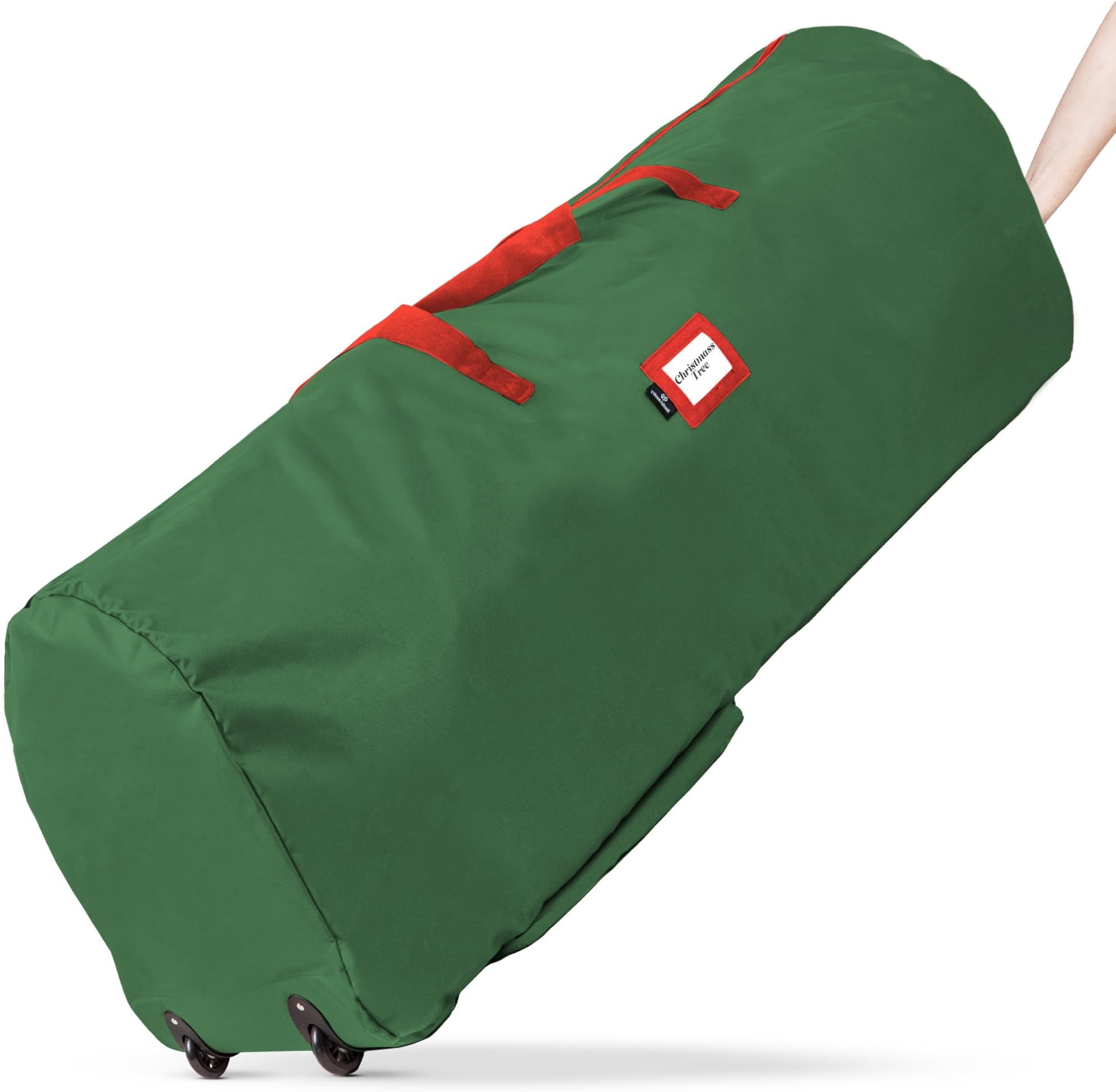 Rolling Tree Storage Bag - Storage for 9-Foot Artificial Christmas Holiday Tree. Zippered Bag, Carry Handles and Wheels for Easy Transport. Protects Against Dust, Insects, and Moisture. (GREEN)