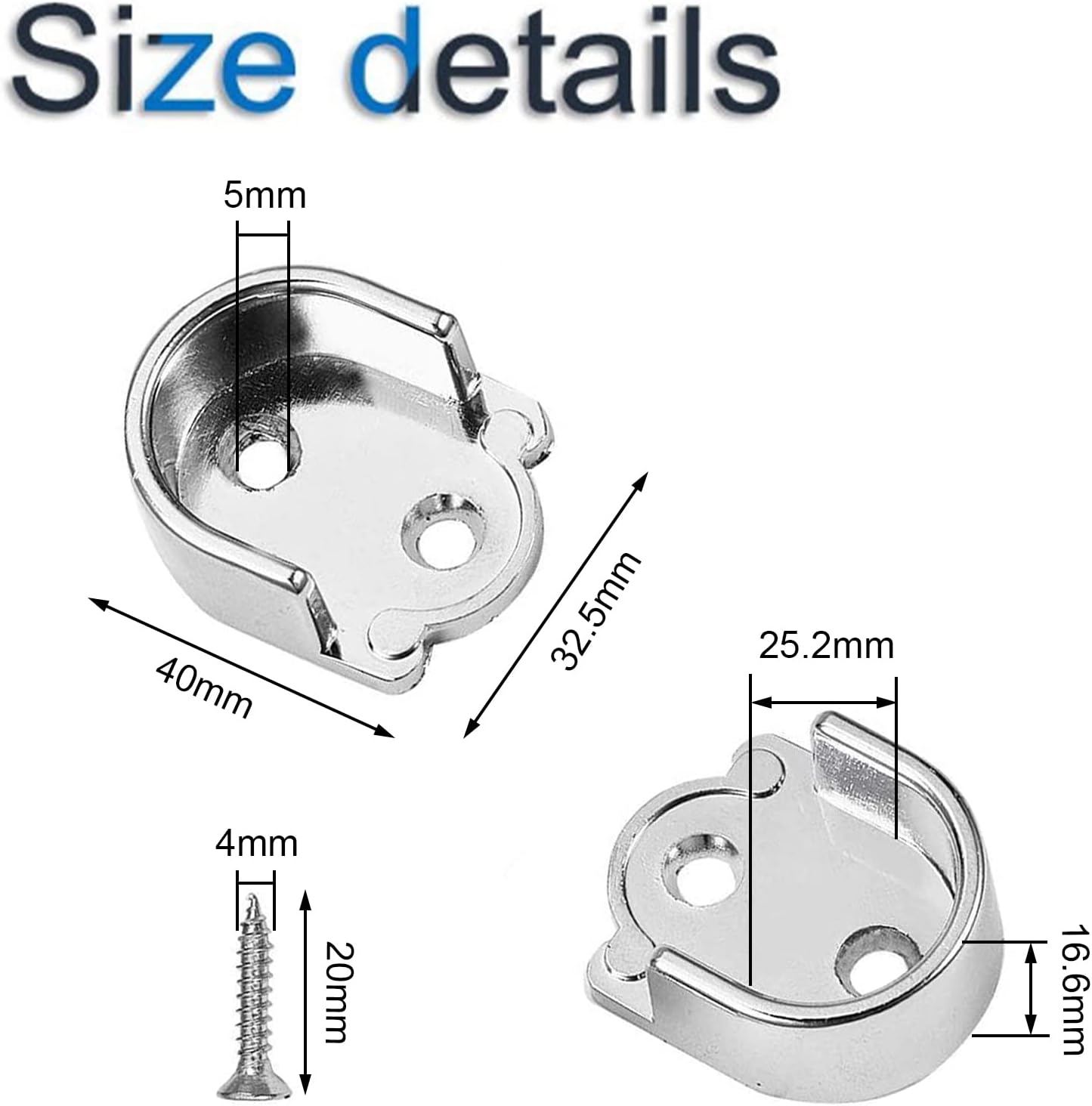 INCREWAY 2 Pack 25mm(1") Dia. Zinc Alloy Rod Socket Flange Set with Screws Rod End Support Bracket for Closet Pole