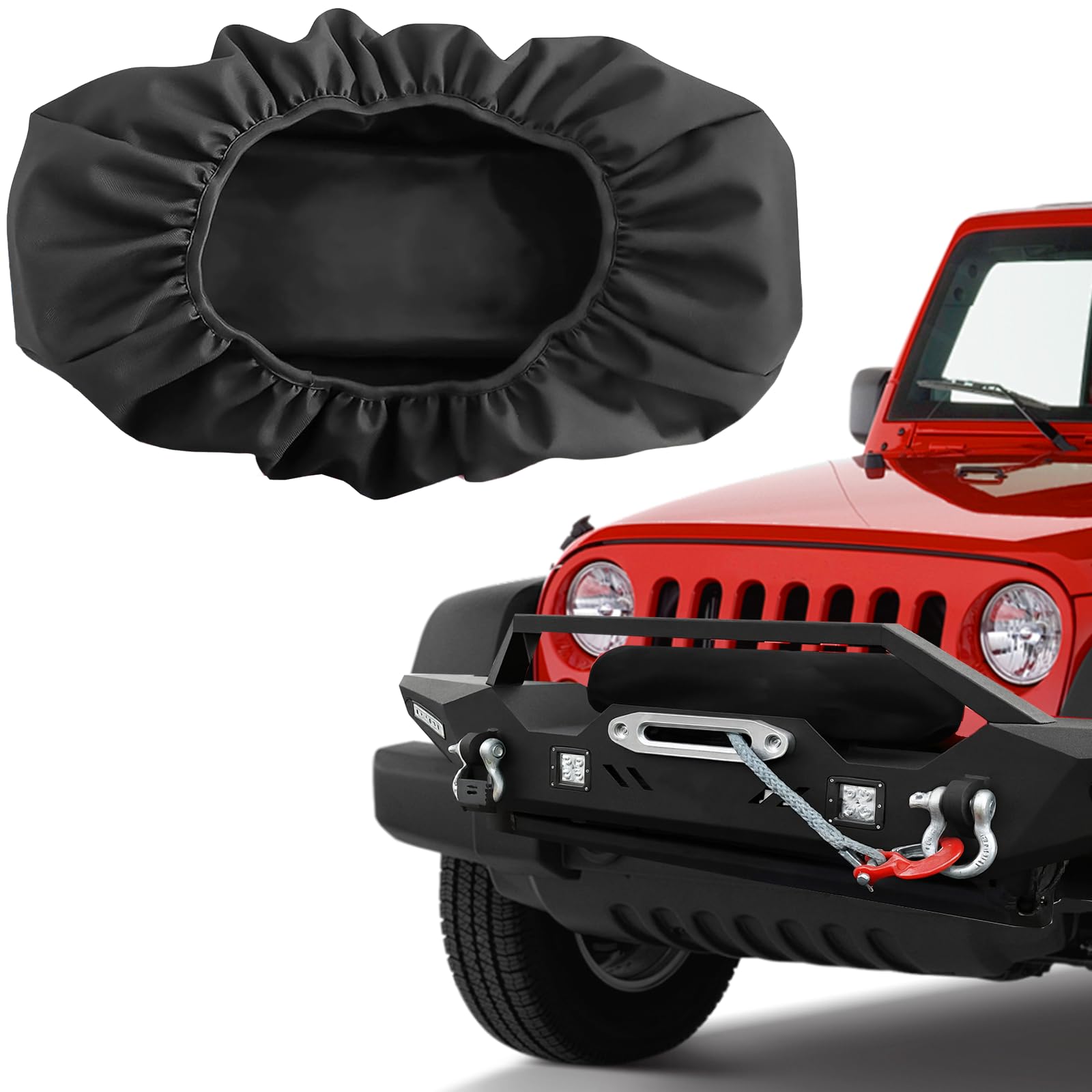 Winch Cover, Heavy Duty Waterproof 600D Dirt Oxford Fabric Winch Protection Cover, Compatible with Most 8500-17500 Lbs Electric Winches, Indoor/Outdoor - (21.5” x 9.5” x 7.5”)