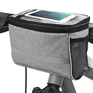 BicycleStore Bicycle Cycling Basket Handlebar Bag with Sliver Grey Reflective Stripe Outdoor Activity Bicycle Pack Accessories Black 3.5L