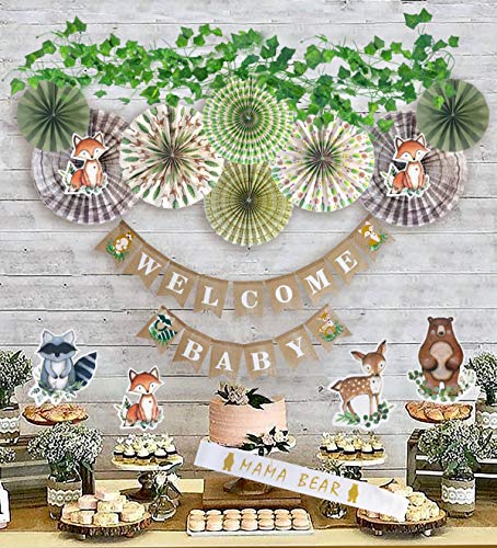 YARA Woodland Baby Shower Decorations Kit|Gender Neutral Party Supplies for Boy or Girl|Rustic