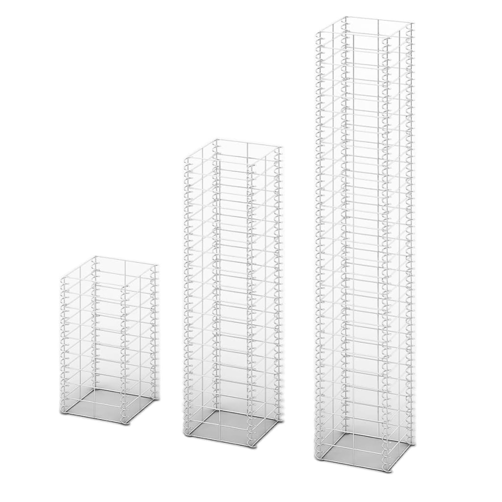 Tidyard Gabionen-Set 3-TLG/Steingabione/Steinkorb, aus Verzinktem Stahl, 25 x 25 x 50/100/150 cm(L x B x H) (3 Stück)
