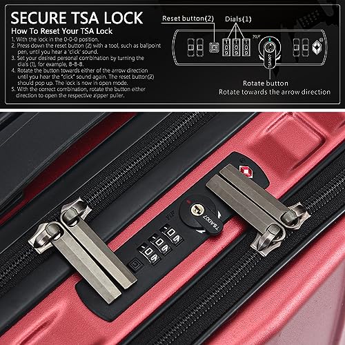 Image of Kaleenie 16 inch Carry on Luggage with 2 Laptop Compartments, ABS+PC Suitcase with Dual Control TSA Lock, YKK Zipper, Silent Wheels, for Business Travel, Wine Red