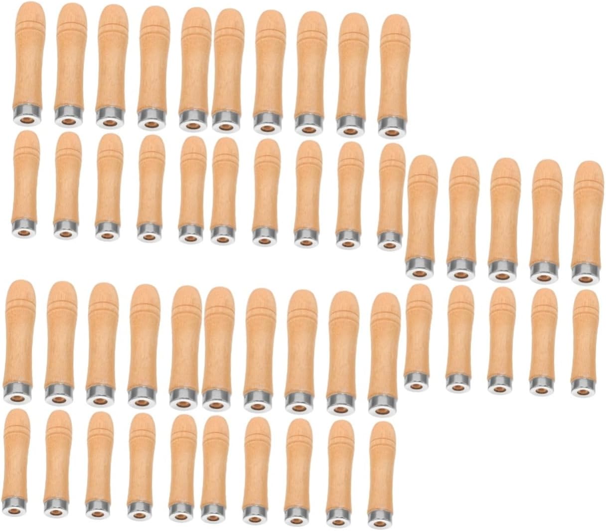 ARTIBETTER 50pcs Ergonomic Wooden Rasp Handle Sturdy Metal Collar for Woodworking and Metal Filing Replacement for Flat Files