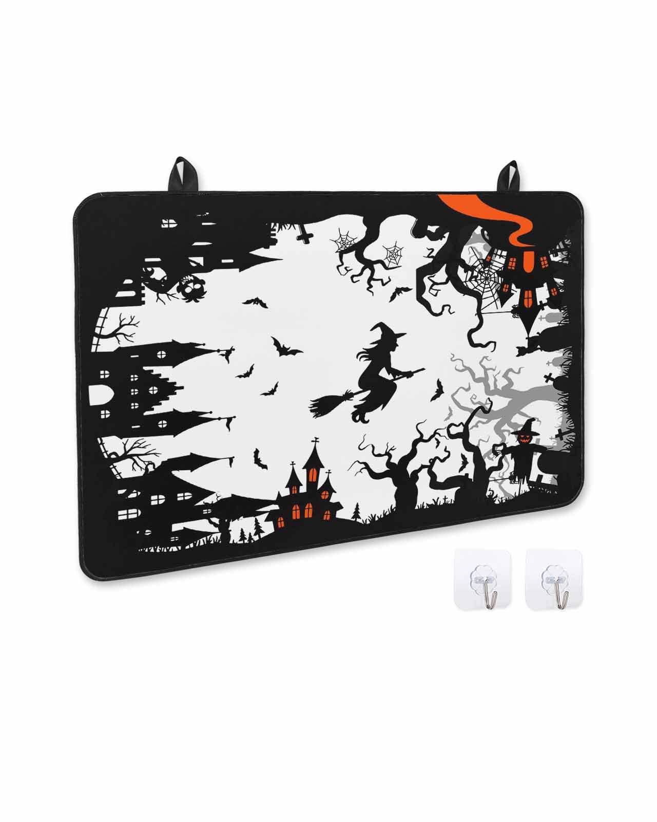 Witch Silhouette Stove Top Cover – Halloween Kitchen Decor, Rubber Stove Protector For Electric Stoves, 28x20 Inch