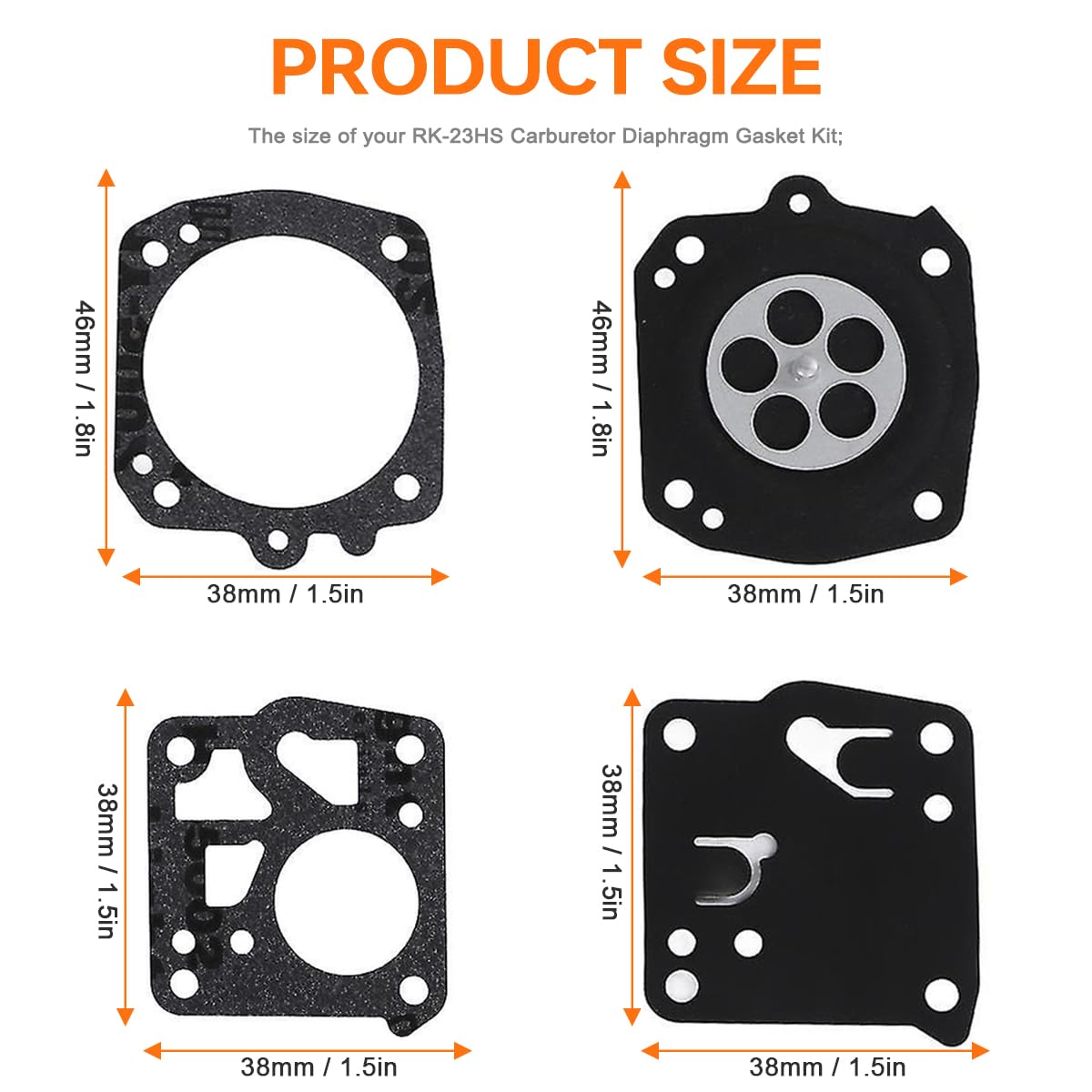 ZAMDOE Carburetor Carb Rebuild Repair Kit for Tillotson RK-23HS RK23HS RK-17HS for Husqvarna 61 266 268 272XP 281 181 for Jonsered 625 630 XL SXL915 X-12 261 350 481 482 Chainsaw - Image 2