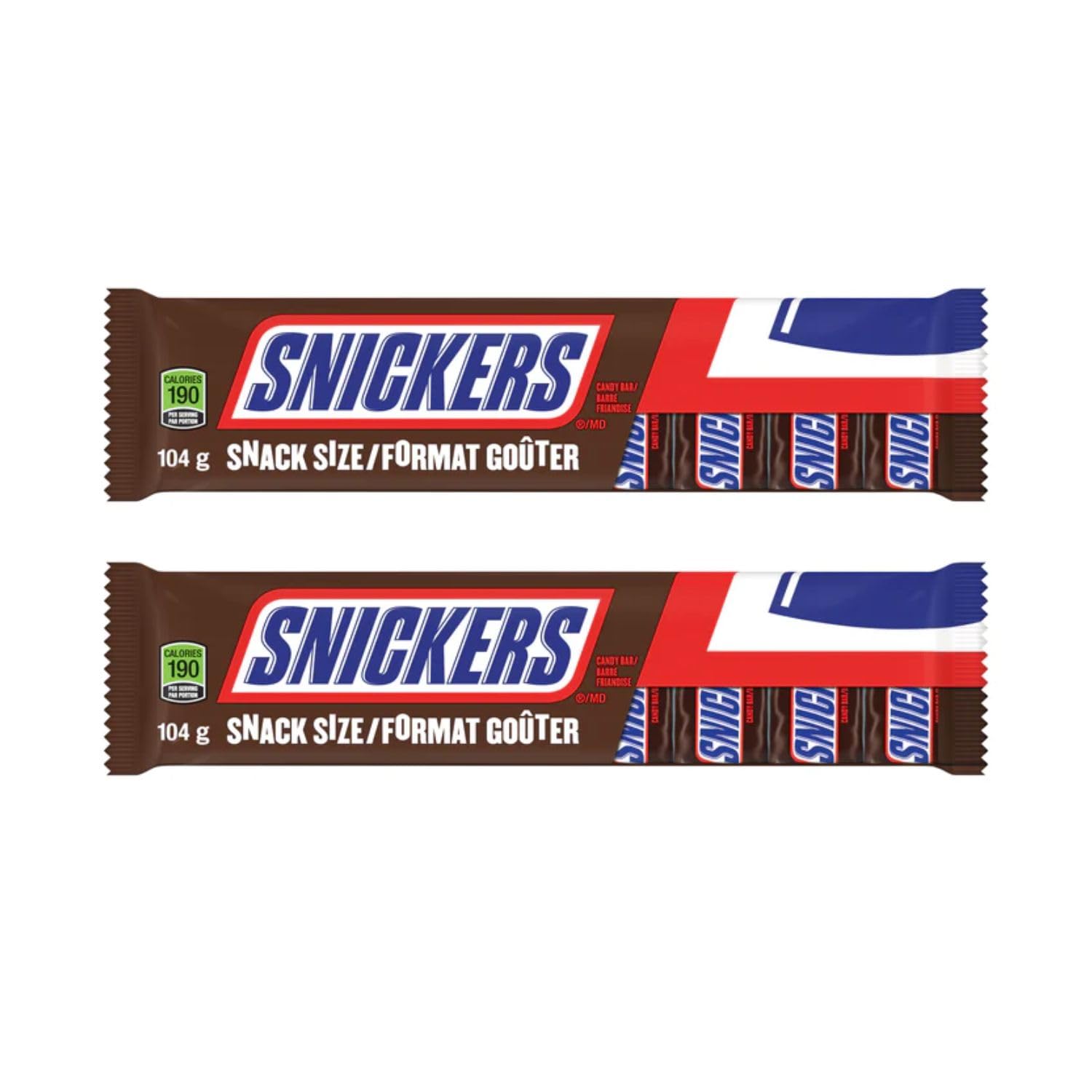 Snicker Peanut Milk Chocolate Candy Bars, 8 Fun Size Bars, 104g/3.7 oz (Pack of 2) Shipped from Canada