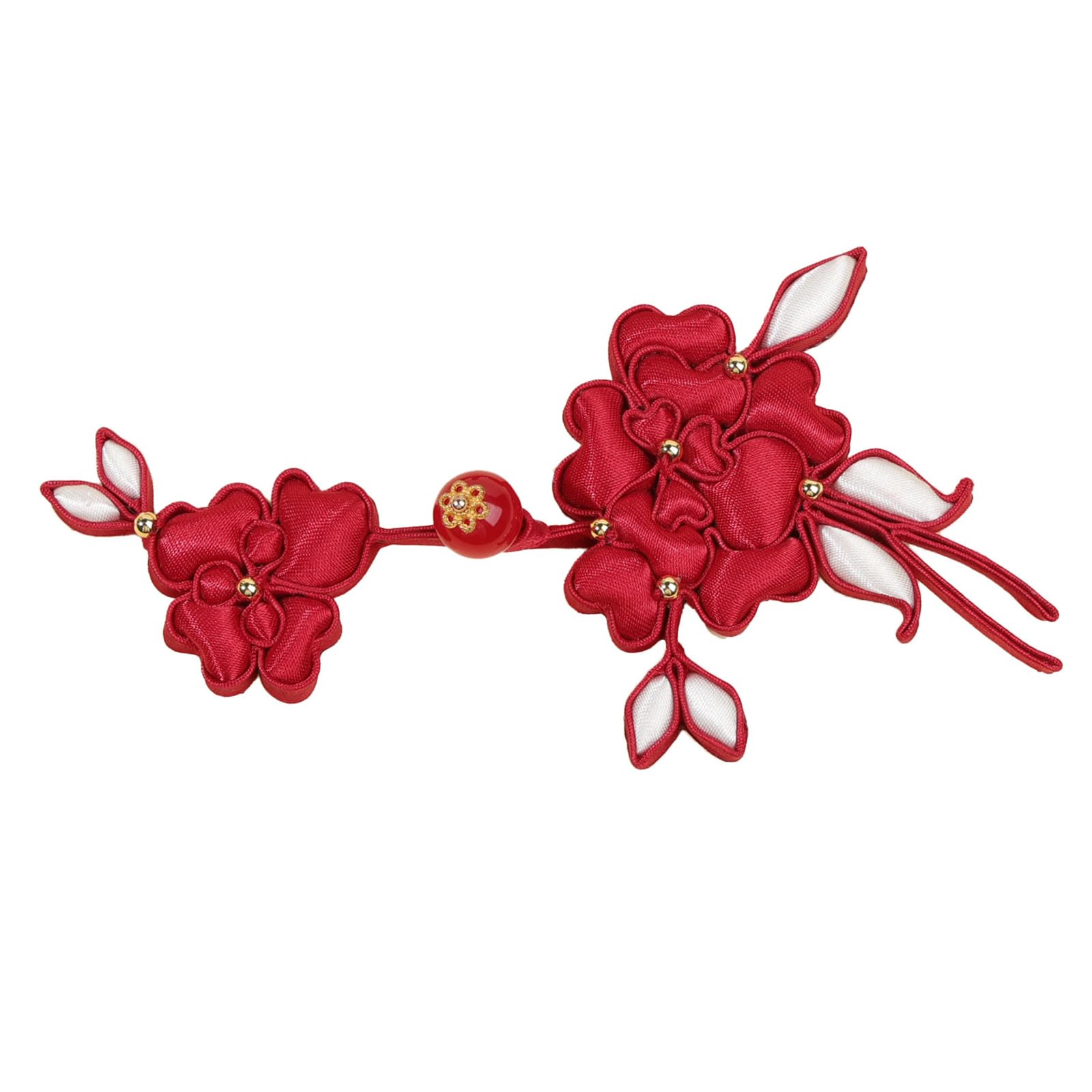 CAZSTYK Chinese Satins Cloth Button Featuring Golden Pearls Accent for Garments Traditional Costume Embellishments